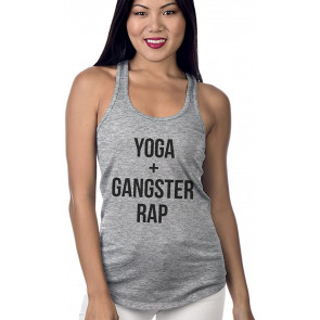 Yoga And Gangster Rap Grey Tank With Scallop Bottom T-Shirt