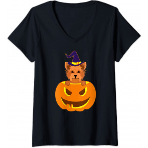 Yorkie Cute Pumpkin Halloween Yorkshire Terrier Dog Lover T-Shirt