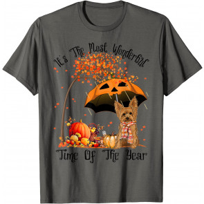 Yorkie With "It's The Most Wonderful Time Of The Year" Text T-Shirt