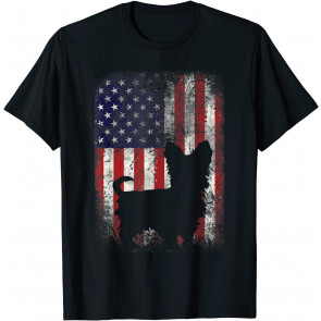 Yorkshire Terrier American Flag  T-Shirt