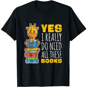 Zoo Animal Book Reading Bookworm Giraffe T-Shirt